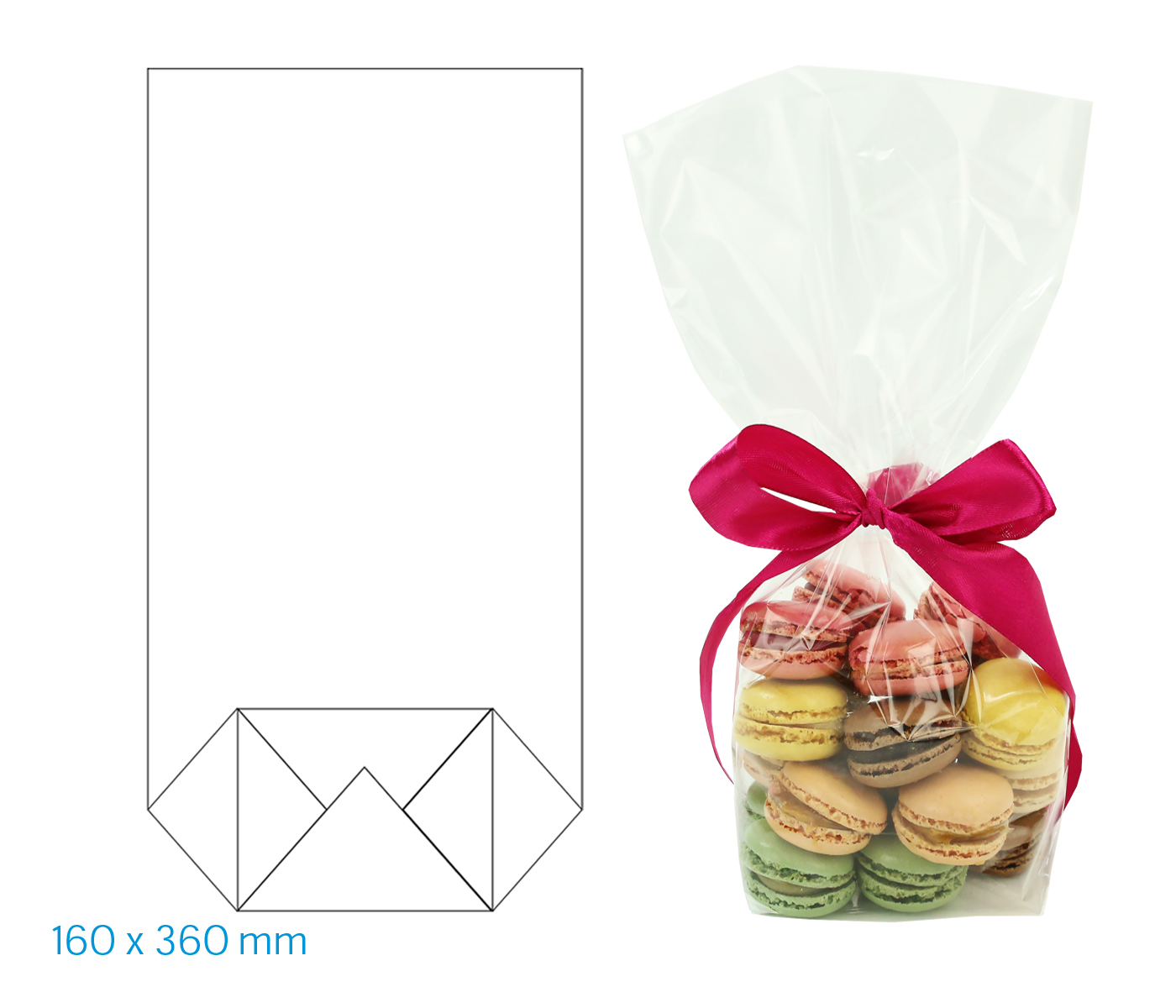 Sáček celofánový 160x360 mm, křížové dno - 1ks