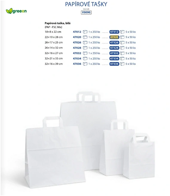 WIMEX Papírová taška bílá 22+10 x 28 cm [50 ks]