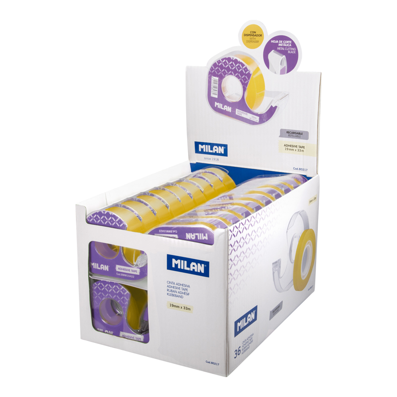 MILAN Lepicí páska transparentní MILAN s dispenzorem 19 mm x 33 m