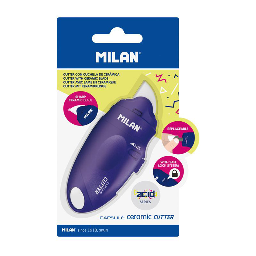 MILAN Nůž ořezávací MILAN Capsule keramická čepel, modrý