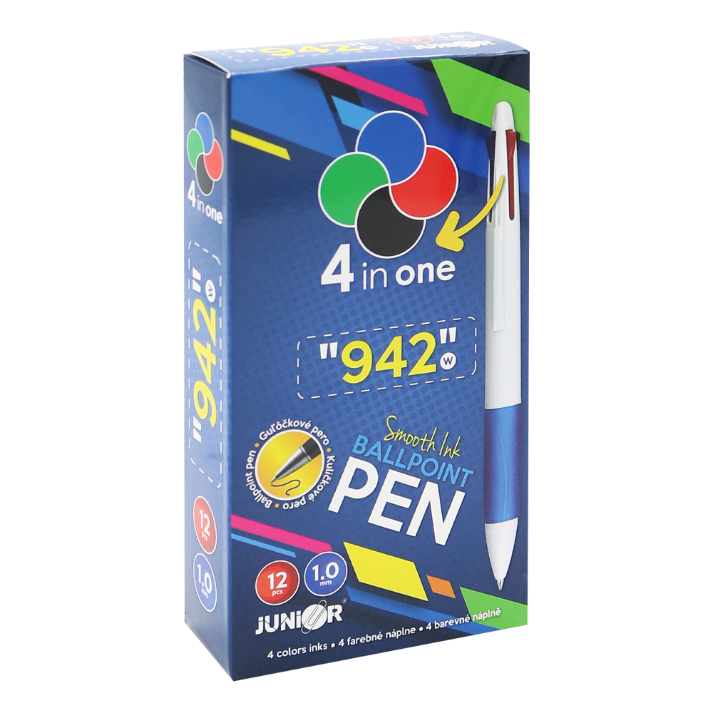 JUNIOR Pero 4-barevné JUNIOR 942W 1,0 mm, plastové/bílé