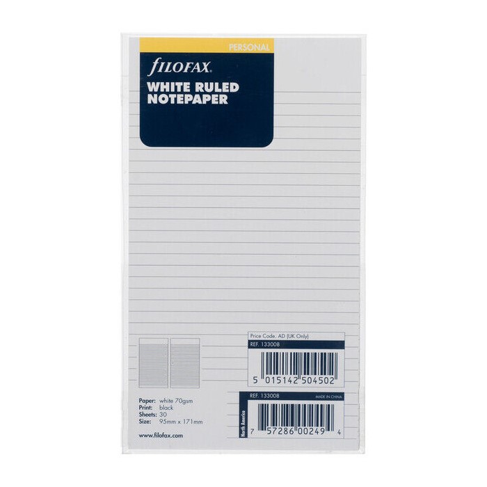 FILOFAX Náplň do diáře Filofax Linajková/ bílá, osobní