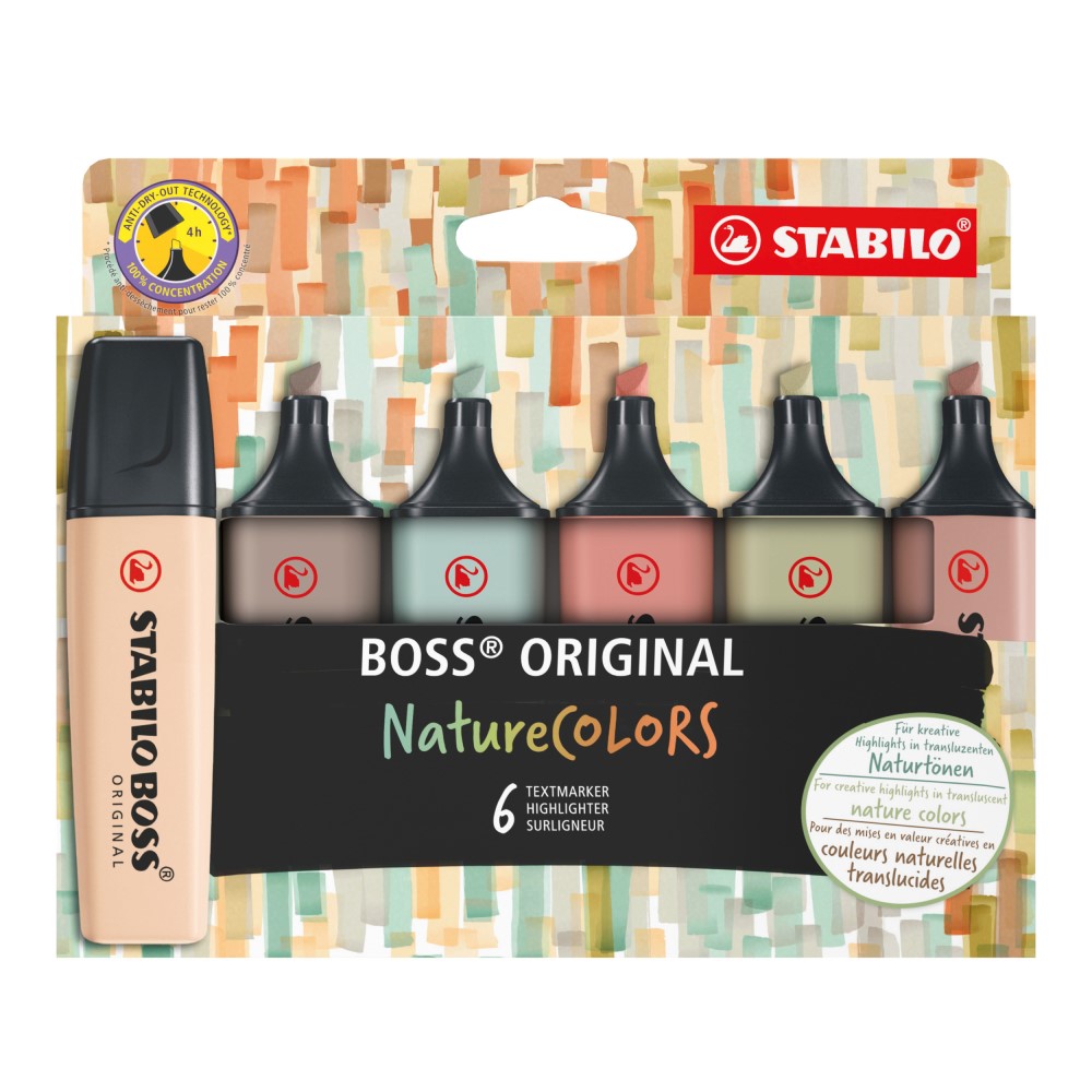 STABILO Zvýrazňovač STABILO BOSS ORIGINAL NatureCOLORS - 6 ks sada + Dárek