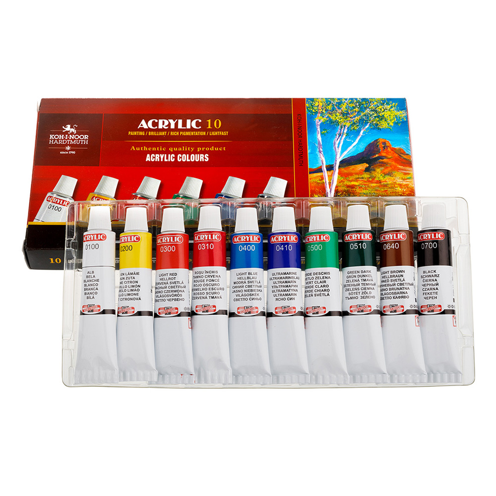 KOH-I-NOOR Barvy akrylové 10 barev x 16 ml