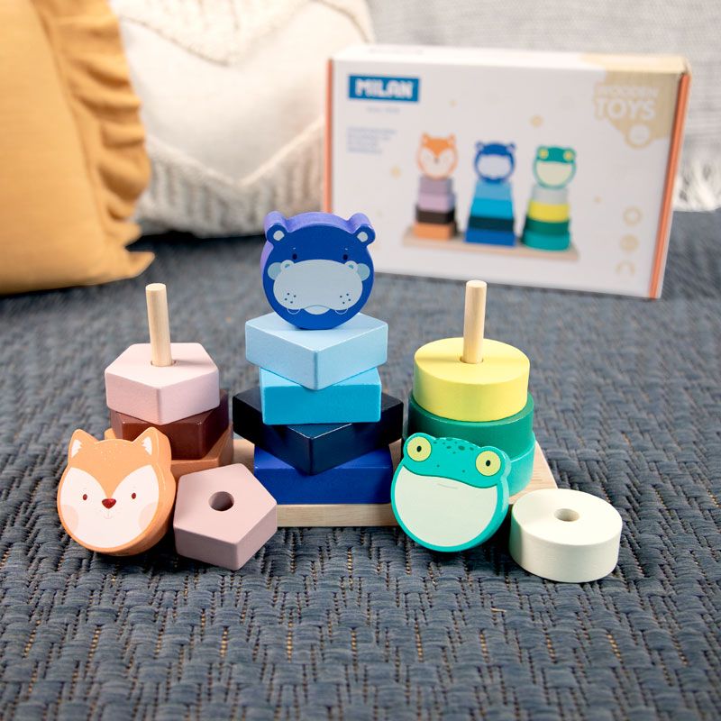 MILAN Edukační hračka dřevěná - Animal Towers