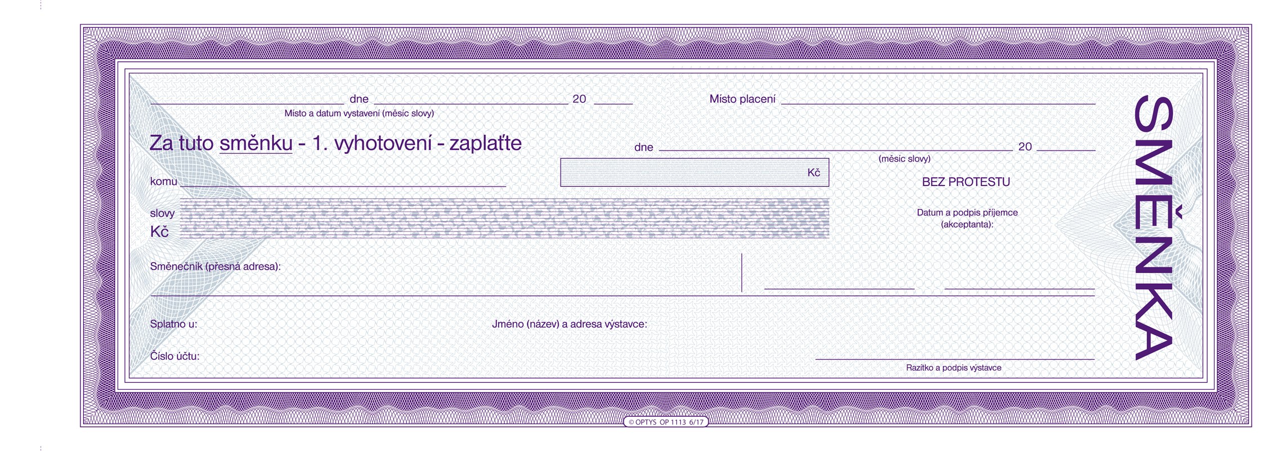 Optys Cizí směnka Zaplaťte