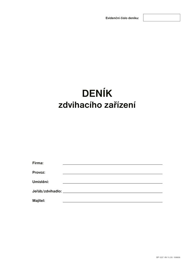 Optys Deník zdvihacího zařízení A4