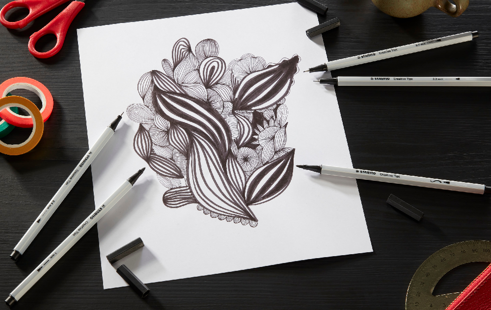 STABILO Kreativní set STABILO Creative Tips 10 ks sada - černá, středně šedá