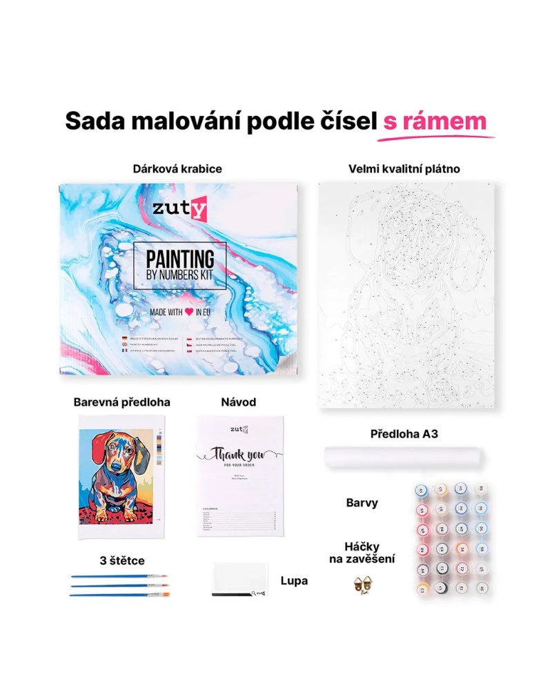 zuty Malování podle čísel (s rámem) - Výhled na Eiffelovku