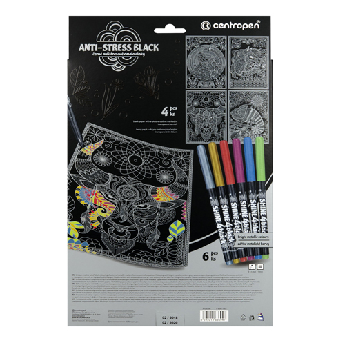CENTROPEN Fixy CENTROPEN 9390 Metallic set s omalovánkami - sada 6 + 4 ks