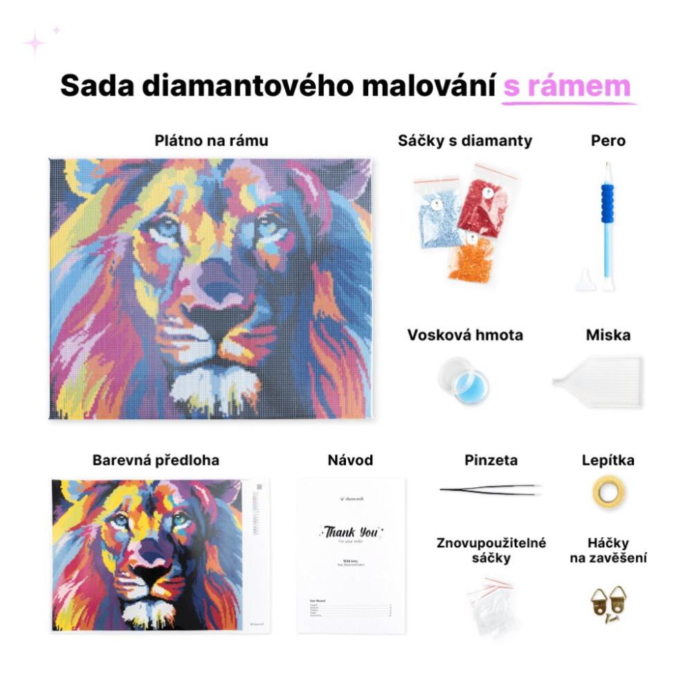 zuty Diamantové malování (s rámem) - Kotě nebo tygr