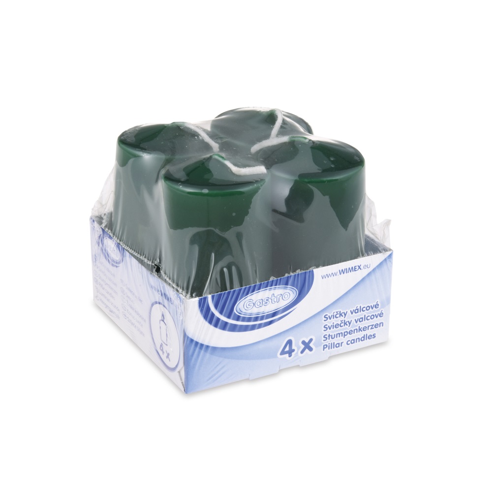 WIMEX Svíčka válcová 40 x 80 mm, tm. zelená (4 ks v bal.)