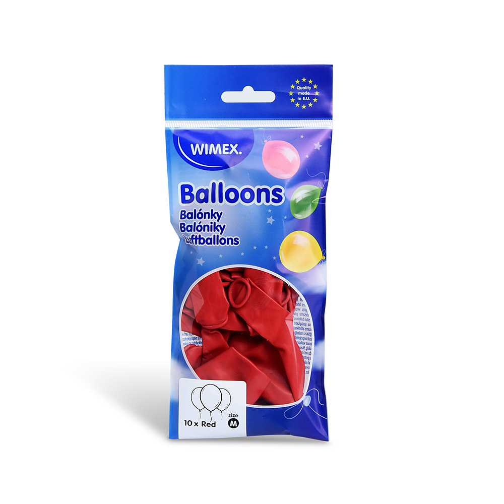 WIMEX Balón M 25 cm, červený / 10 ks /