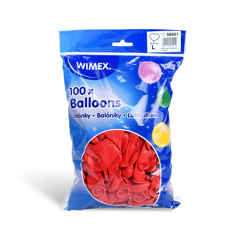 WIMEX Balón L 35 cm, Srdce / 100 ks /