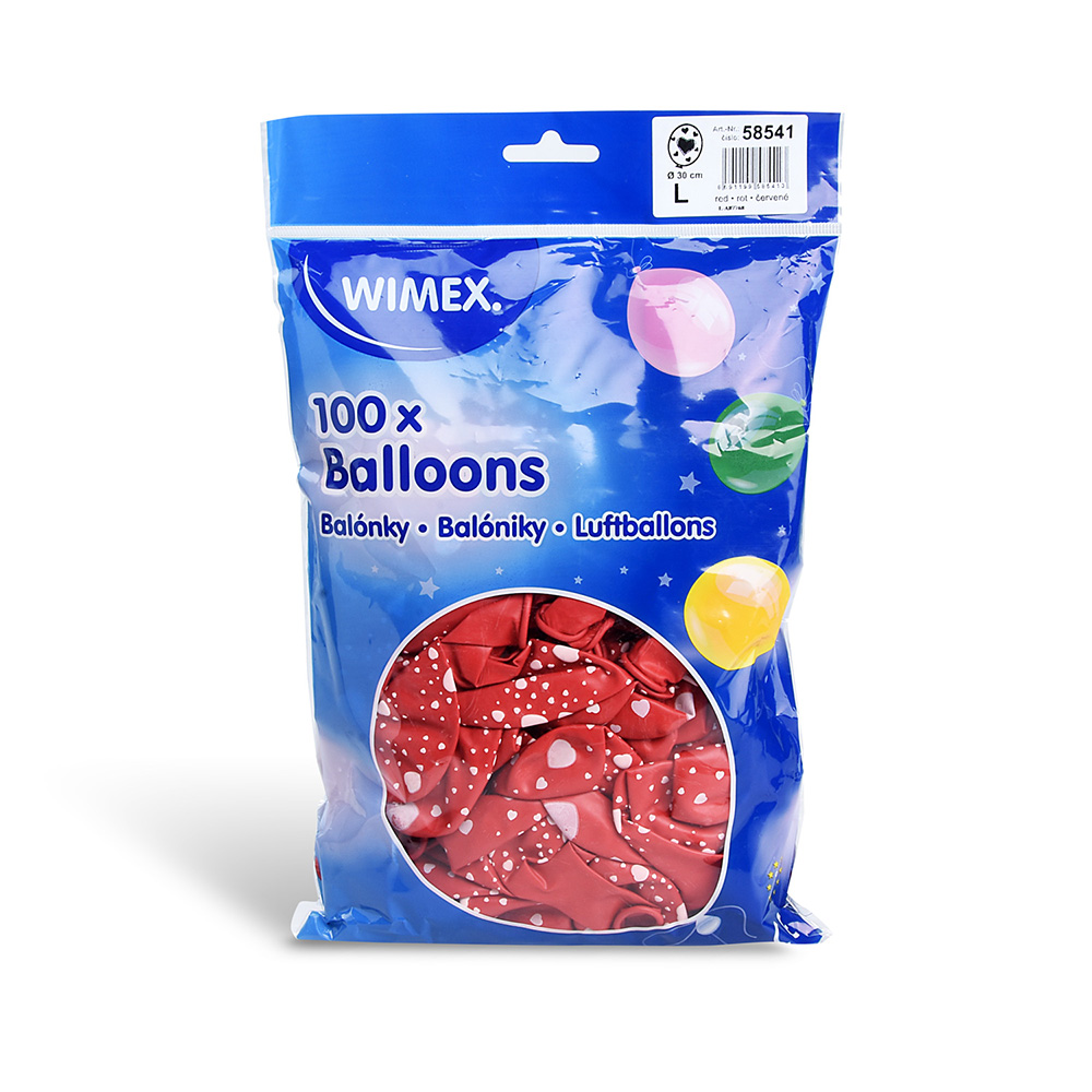 WIMEX Balón L 30 cm, Srdce bílé /100 ks/