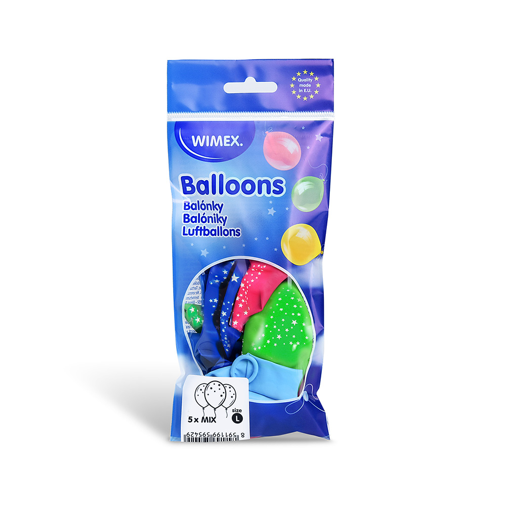 WIMEX Balón L 30 cm, Hvězdy / 5 ks /