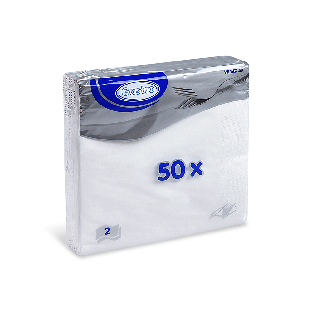 WIMEX Ubrousky 2-vrstvé 33 x 33 cm bílé 50 ks