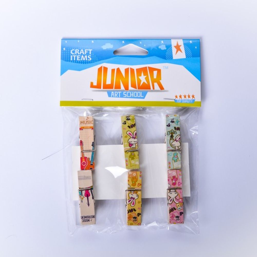 JUNIOR-ST Dekorační kolíčky, mix designů - sada 6 ks