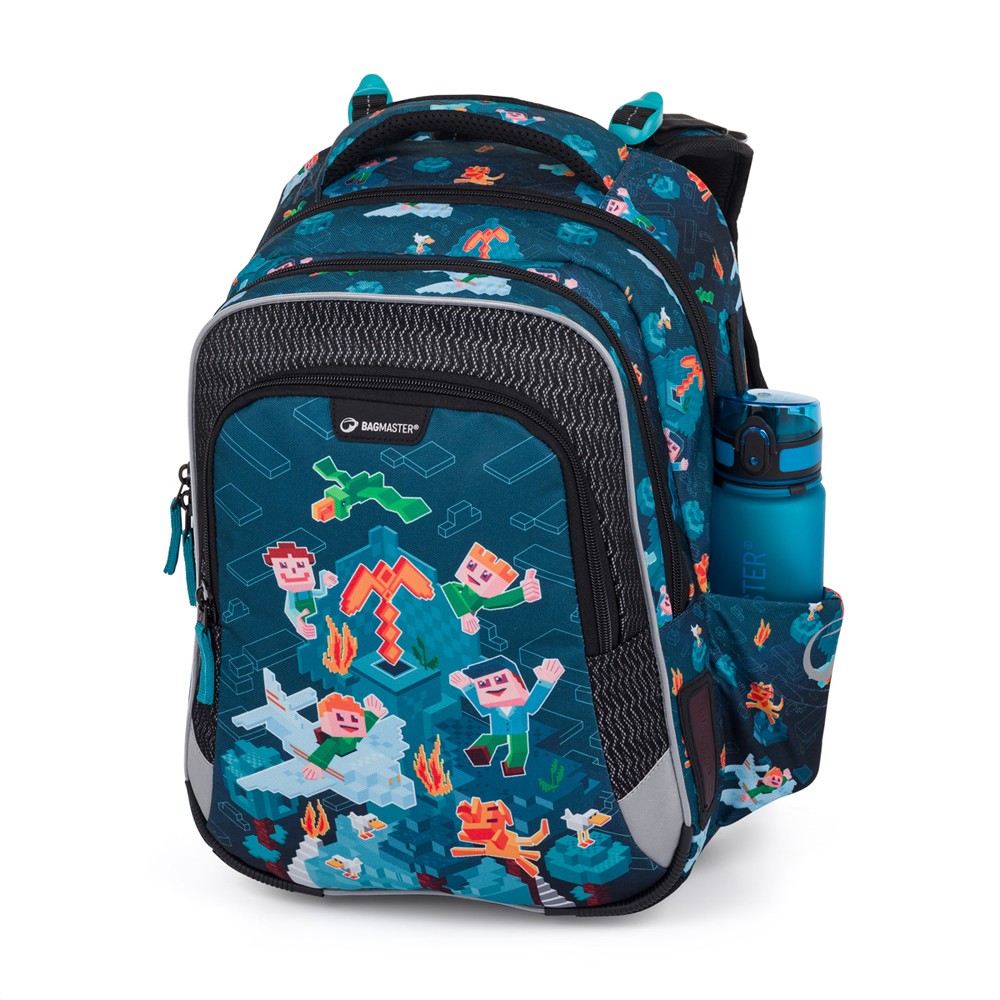 BAGMASTER Školní batoh BagMaster Lumi 24 E - Kostkový svět