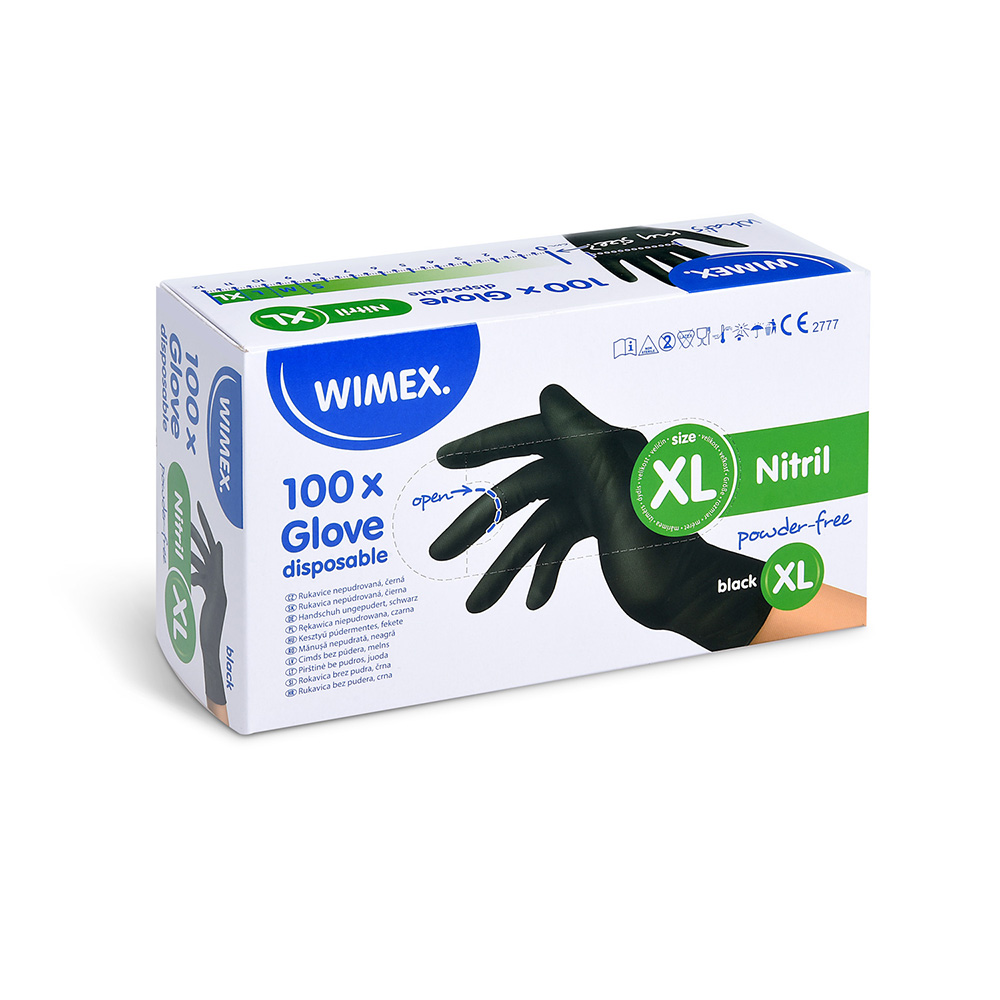 WIMEX Rukavice nitrilové čierne, nepúdrované (veľkosť XL) [100 ks]