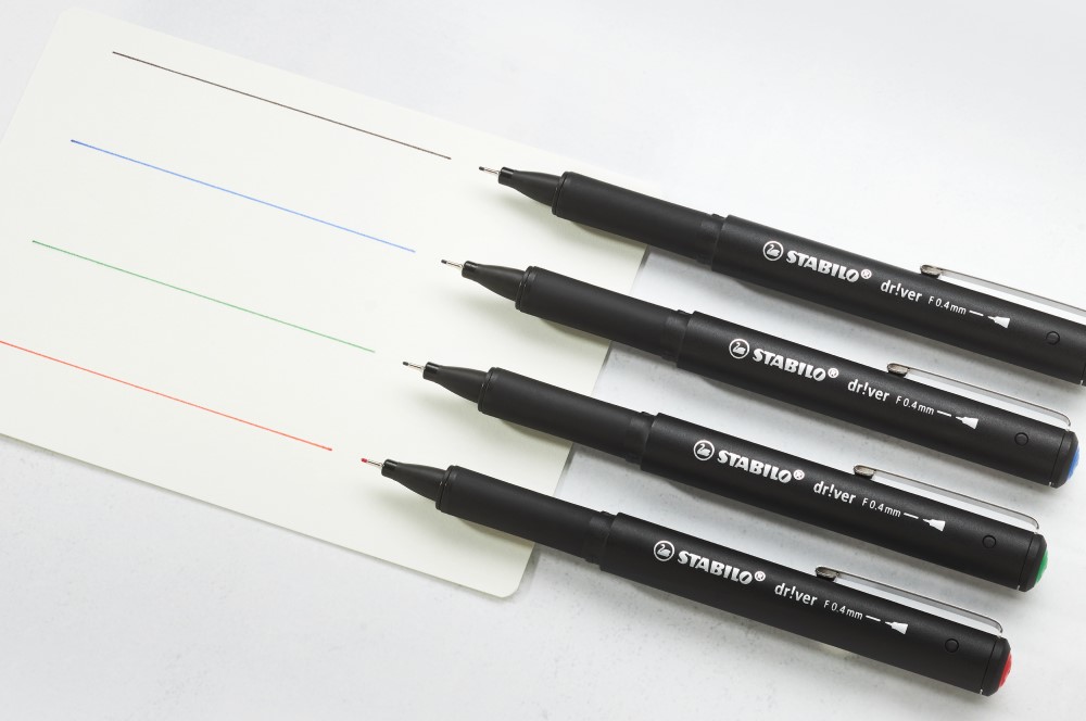 STABILO Jemný liner STABILO dr!ver 0,4 mm - sada 4 barvy