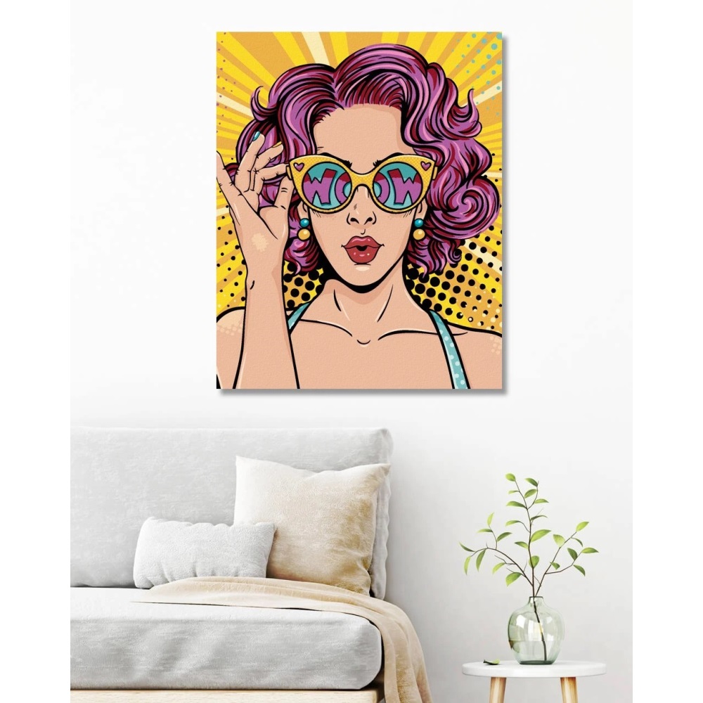 zuty Diamantové malování (bez rámu) - POP-ART žena s růžovými vlasy