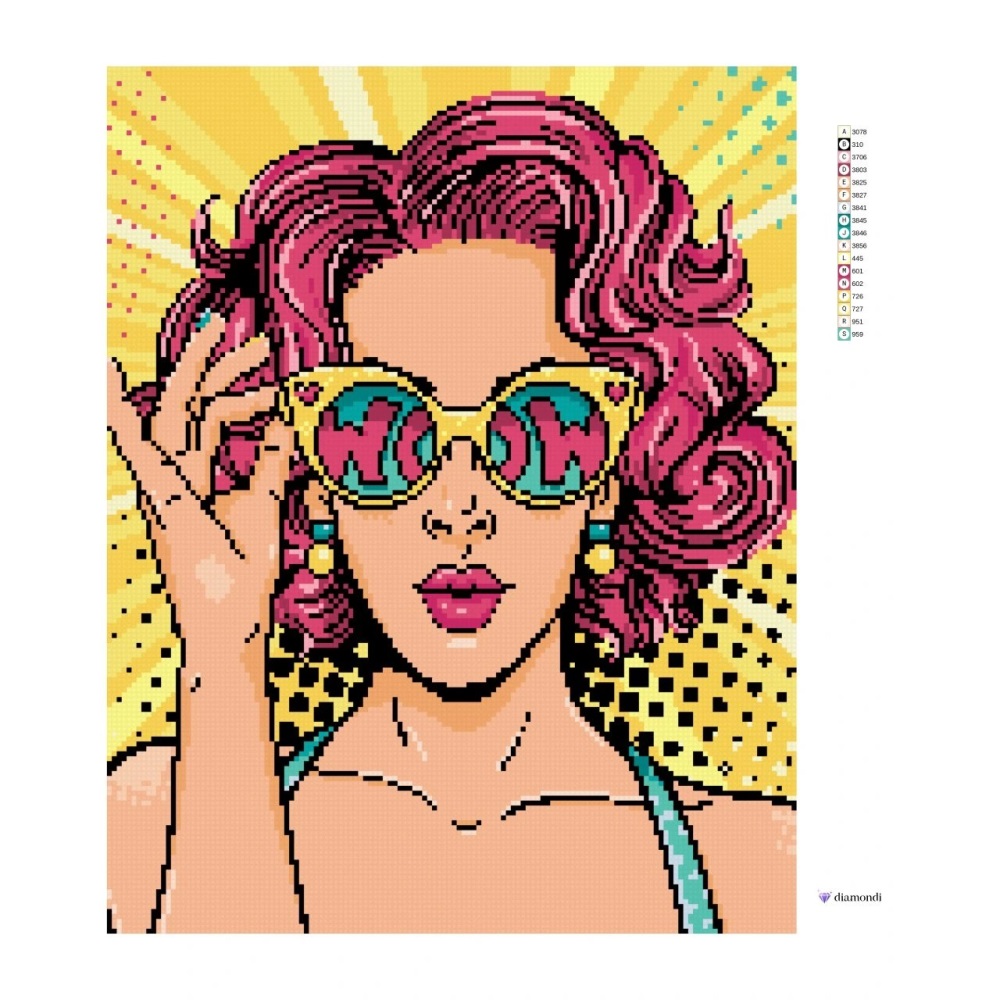 zuty Diamantové malování (bez rámu) - POP-ART žena s růžovými vlasy