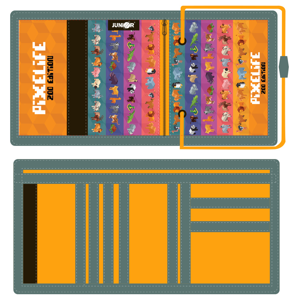 JUNIOR Dětská textilní peněženka JUNIOR S8 - Pixelife Zoo Edition