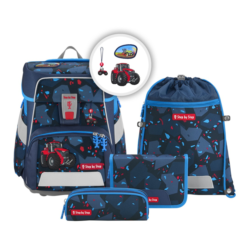 Step by Step Školní aktovka SPACE pro prvňáčky - 5dílná sada, Step by Step Tractor Freddy, certifikát