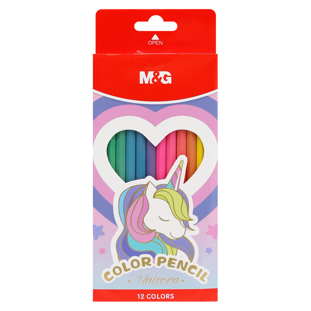 M&G Šestihranné pastelky M&G Unicorn - sada 12 kusů