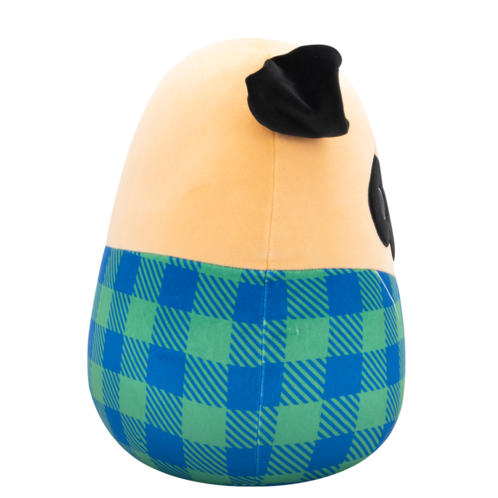 Squishmallows SQUISHMALLOWS Mops ve flanelové košili - Prince, 30 cm