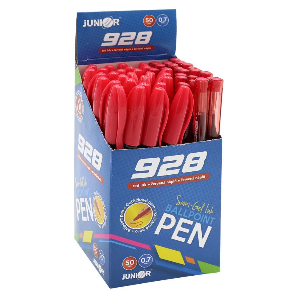 JUNIOR Kuličkové pero Semi-Gel 928 0,7 mm - červená náplň