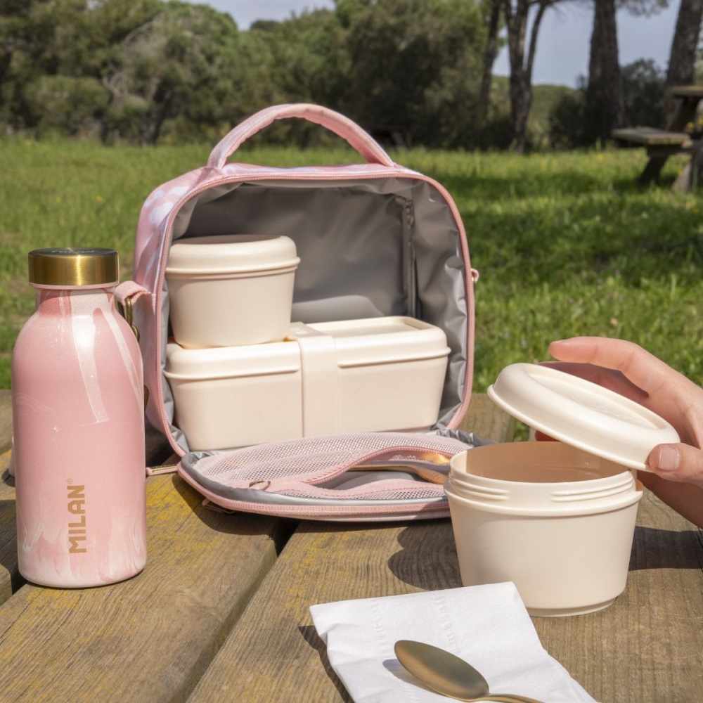 MILAN Izotermická taška na potraviny MILAN (3,5 l) + 3x svačinový box, růžová