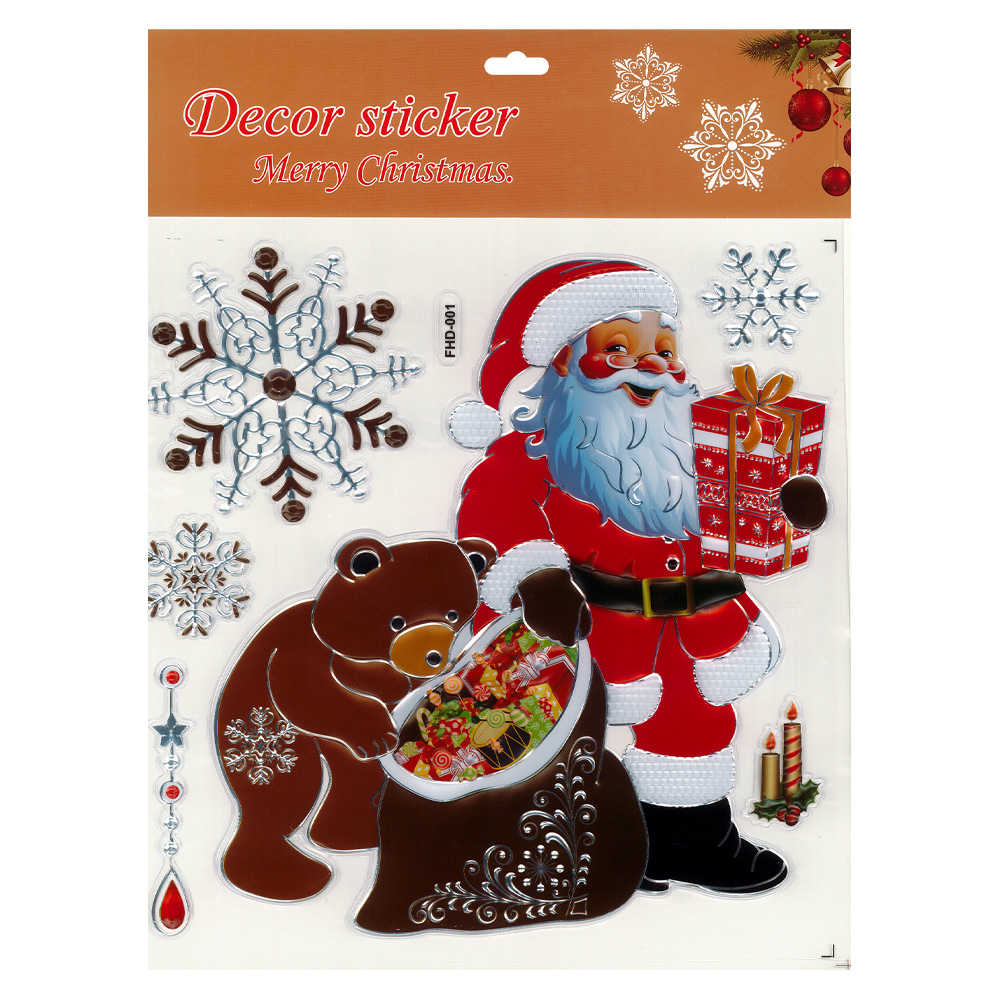 JUNIOR Adhezní nálepky vánoční 31,5 x 39,5 cm (mix tradičních motivů /cena 1 bal.)