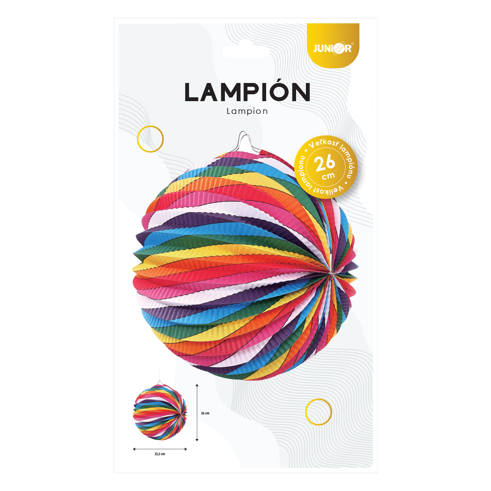 JUNIOR Lampion kulatý 26x22,5 cm Barevné vlnky
