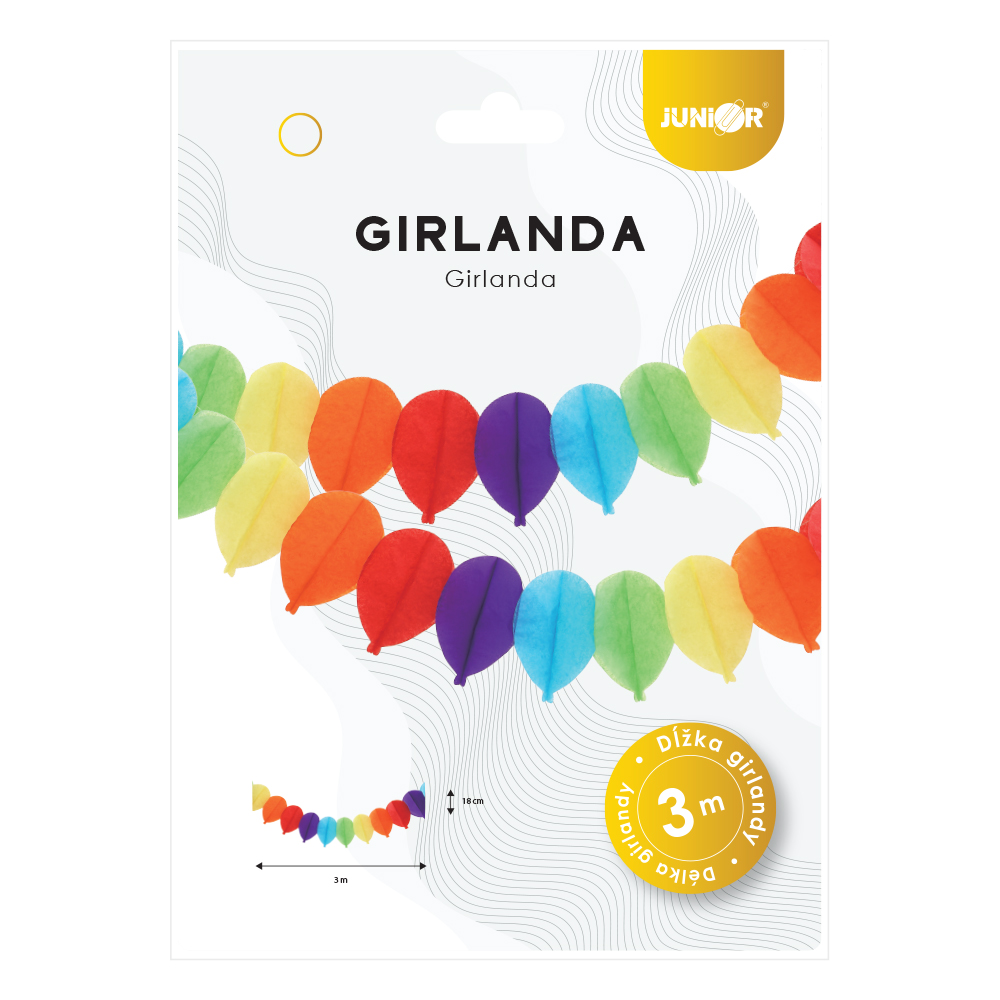 JUNIOR Girlanda papírová 3 m - barevné balónky