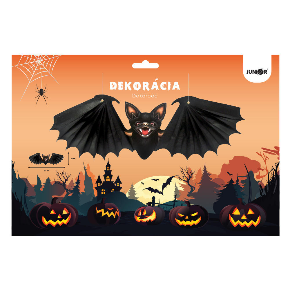 JUNIOR Dekorace papírová - Netopýr 61x23 cm, Halloween
