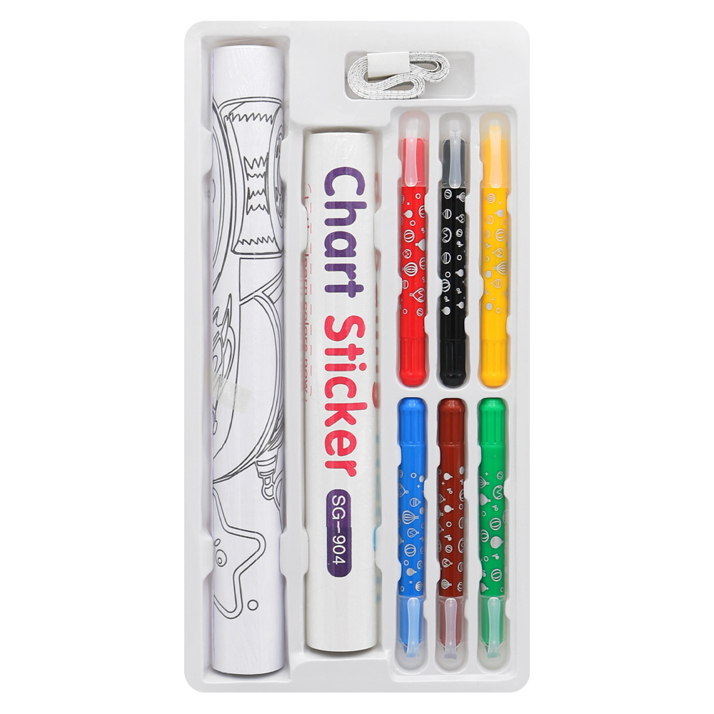 JUNIOR Kreativní sada se samolepkami a voskovkami na vymalování "Doodling Height Chart Sticker"