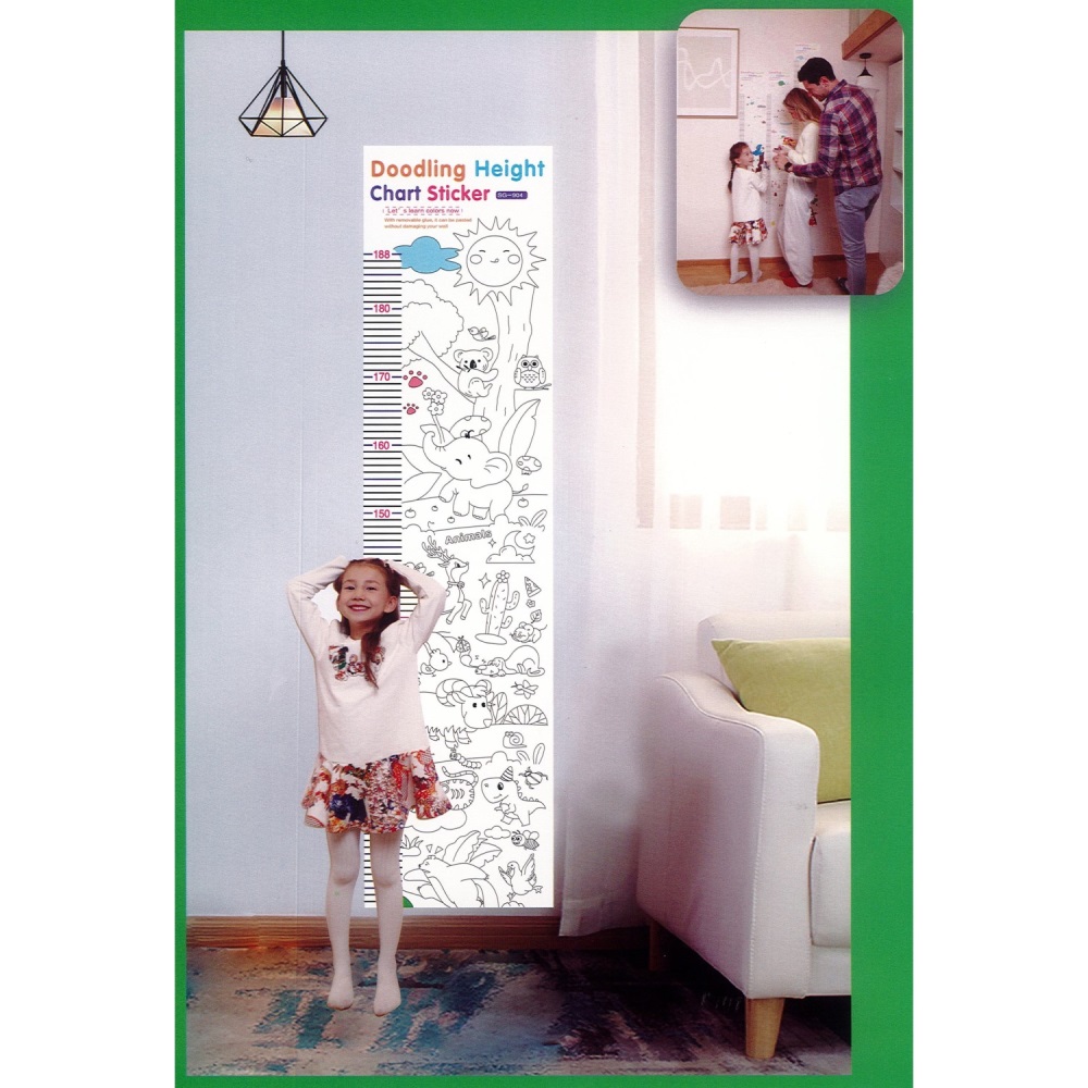 JUNIOR Kreativní sada se samolepkami a voskovkami na vymalování "Doodling Height Chart Sticker"