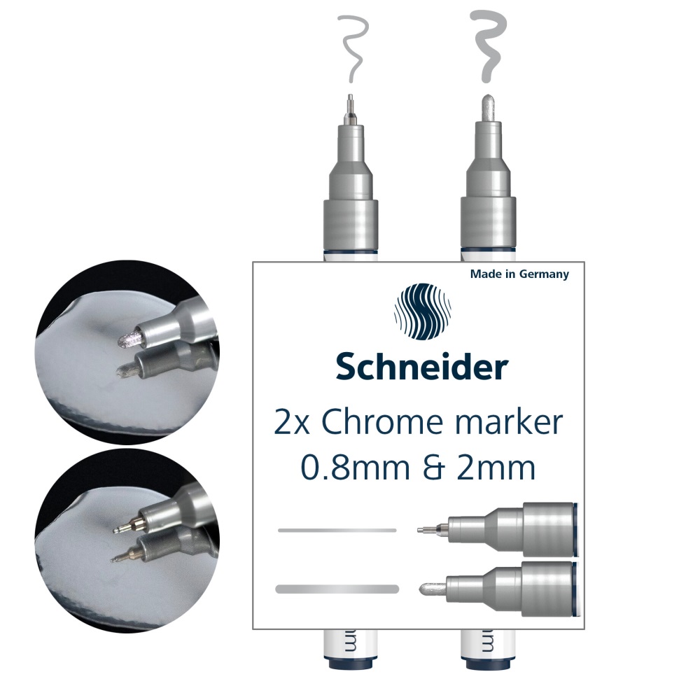 SCHNEIDER Popisovač Schneider Paint-It 060 Chrome Metallic, hrot 0,8 a 2 mm - stříbrný (sada 2 ks)