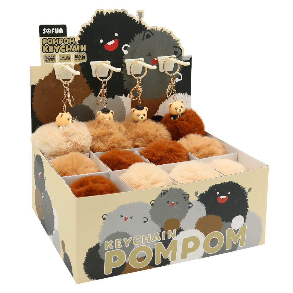 JUNIOR Klíčenka / Přívěsek JUNIOR PomPom Bear medvěd (mix /cena 1ks)