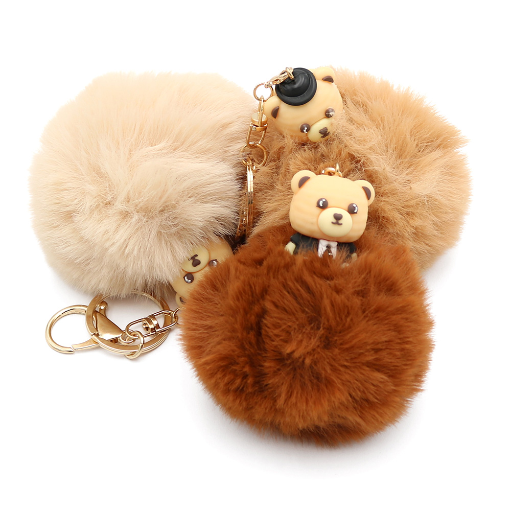 JUNIOR Klíčenka / Přívěsek JUNIOR PomPom Bear medvěd (mix /cena 1ks)