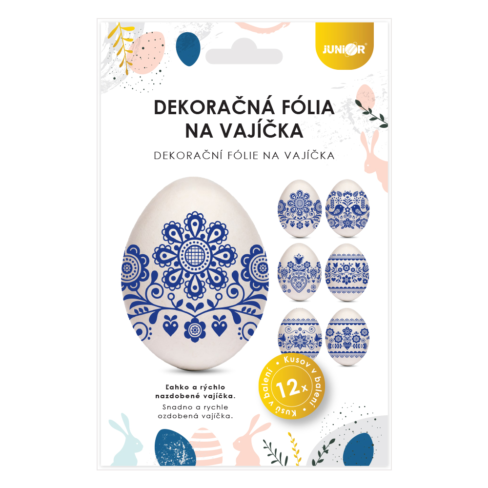 JUNIOR Košilky na velikonoční vajíčka 12 ks - folklorní modrá