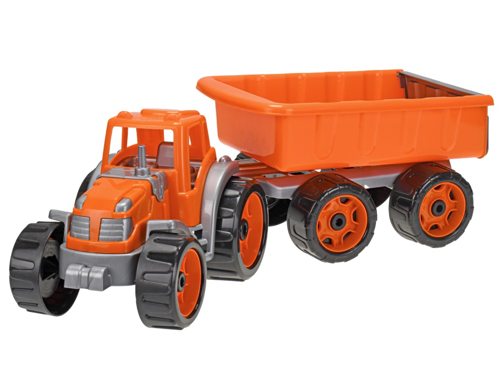 Traktor se sklápěcím přívěsem 54cm zelený v síťce