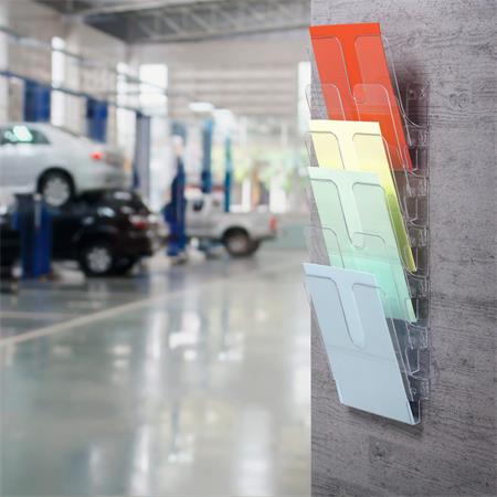 ALBA Nástěnný držák letáků, stojanový, A4, DURABLE "FLEXIPLUS 6", transparentní