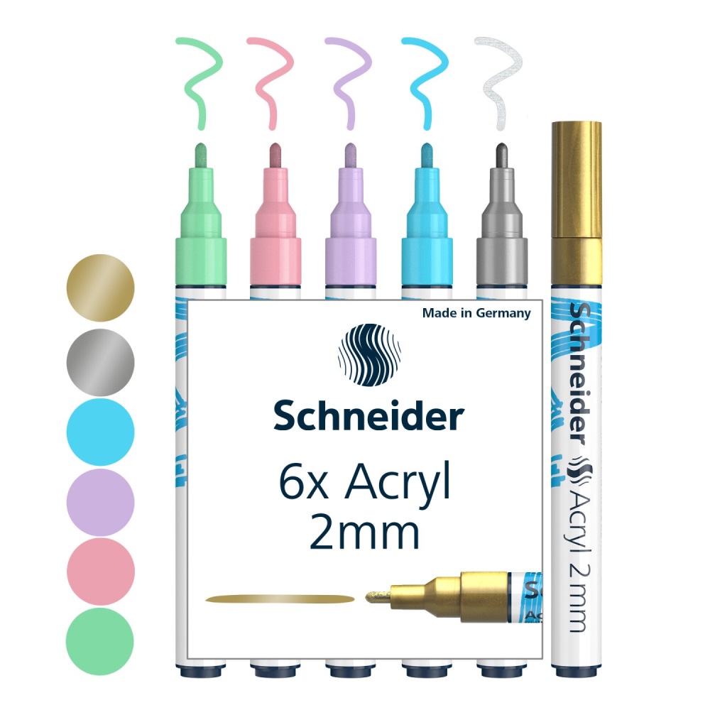 SCHNEIDER Popisovač Schneider Paint-It 310 Acrylic Marker 2mm (sada 6 ks)