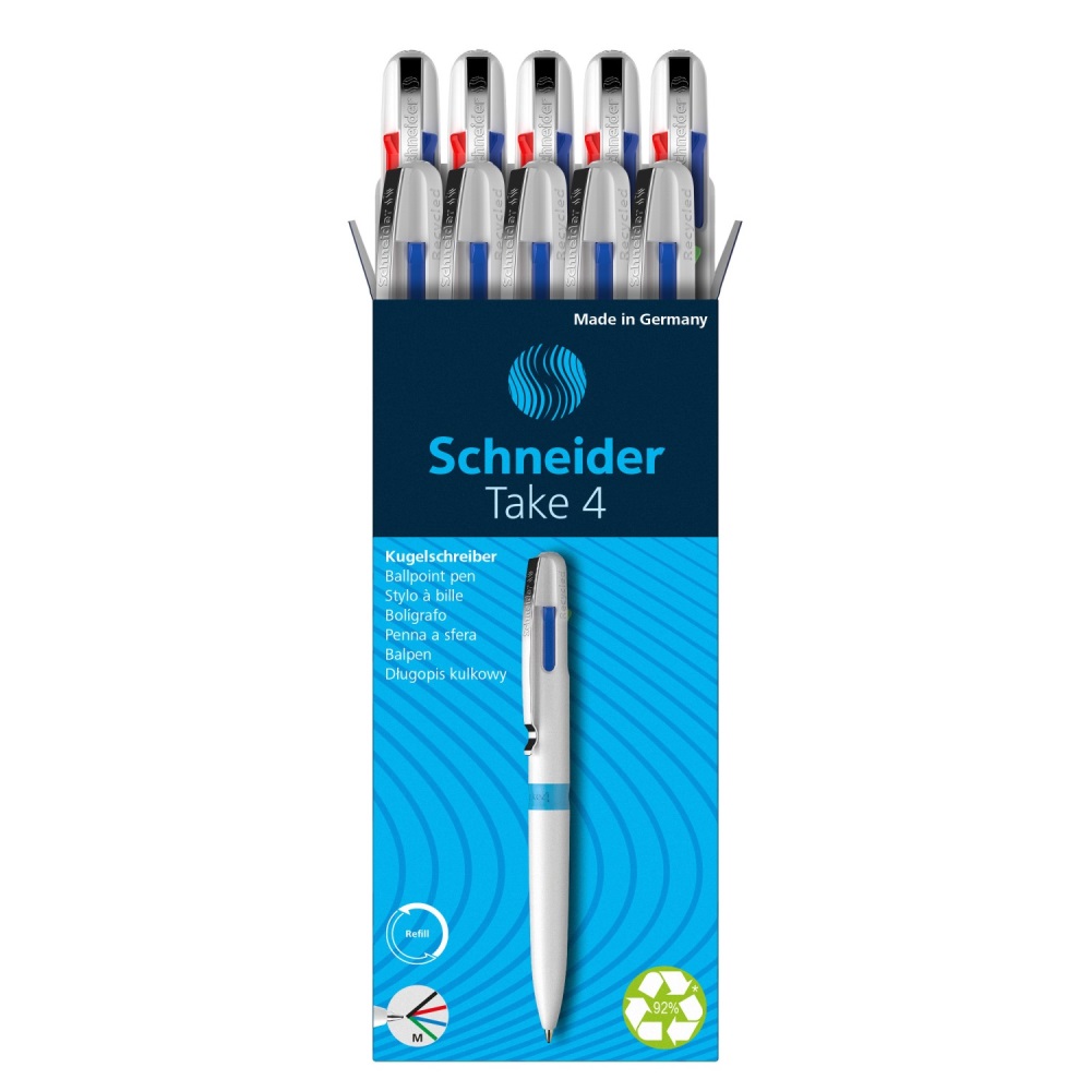 SCHNEIDER Kuličkové pero Schneider Take 4 White, náplň M - 4 barevná náplň