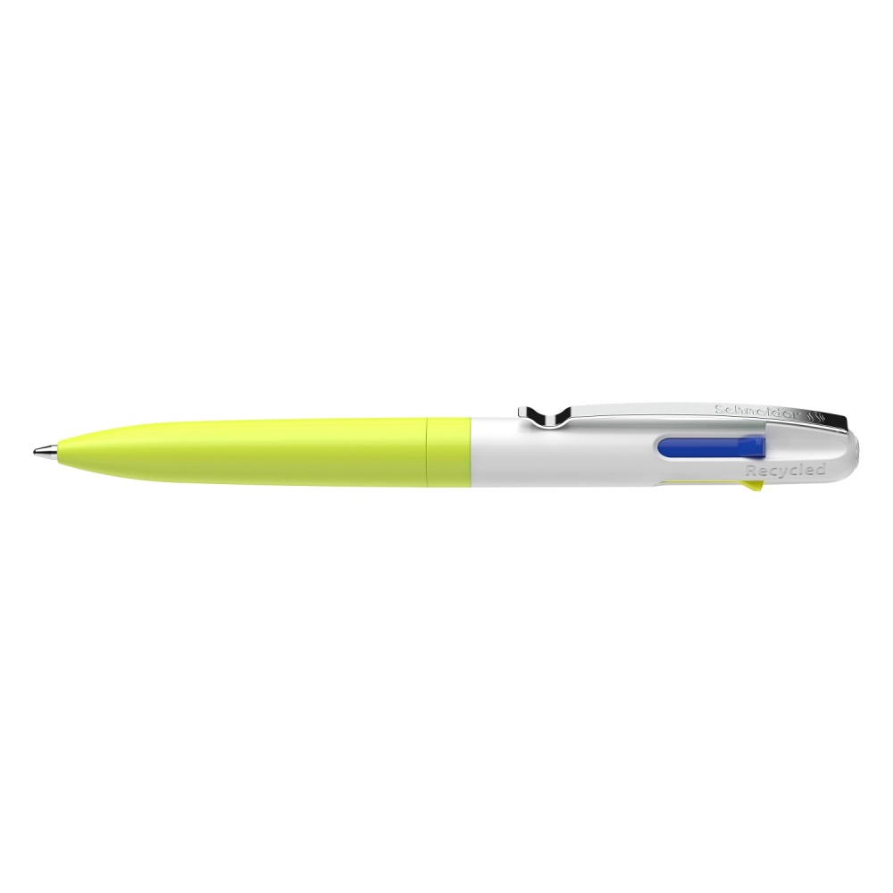 SCHNEIDER Pero kuličkové Schneider Take 4 Neon yellow-white, náplň M - 4 barevná náplň