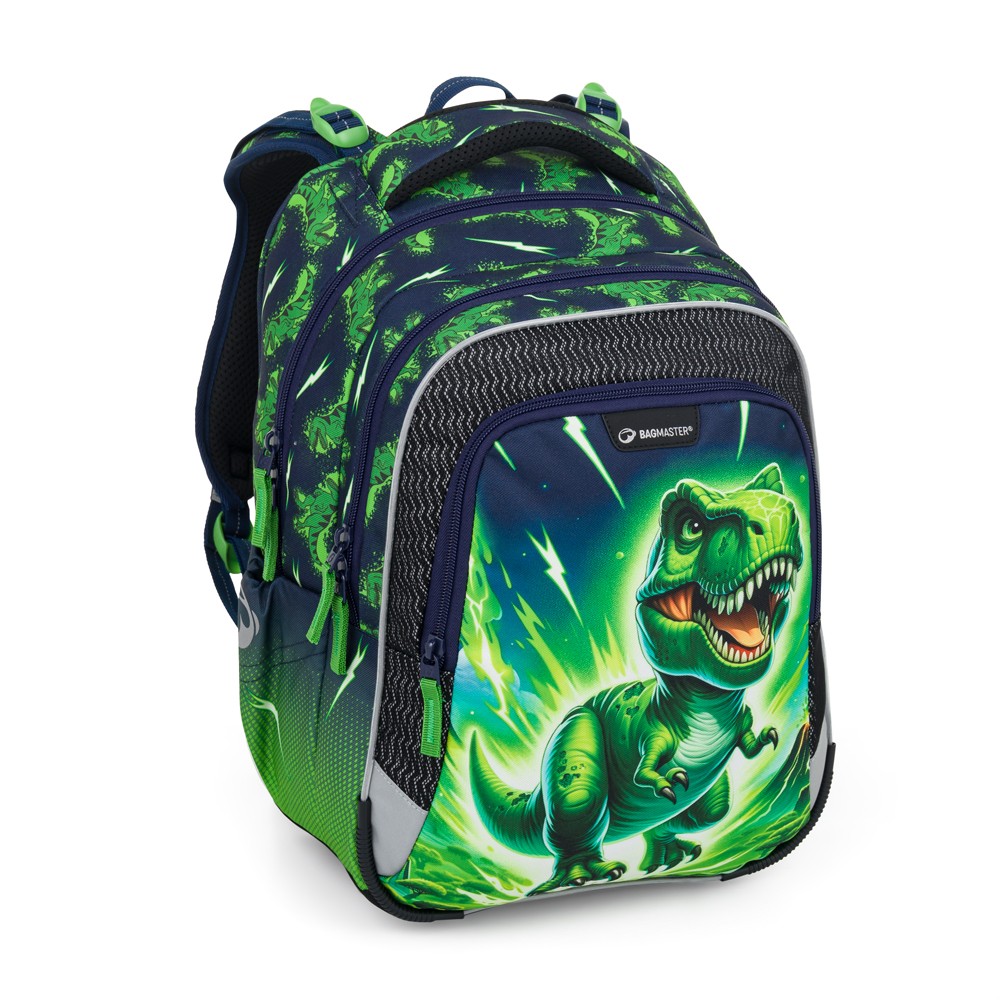 BAGMASTER Sada školní batoh BagMaster Lumi 25 C + Penál + Kapsa - Dinosaurus