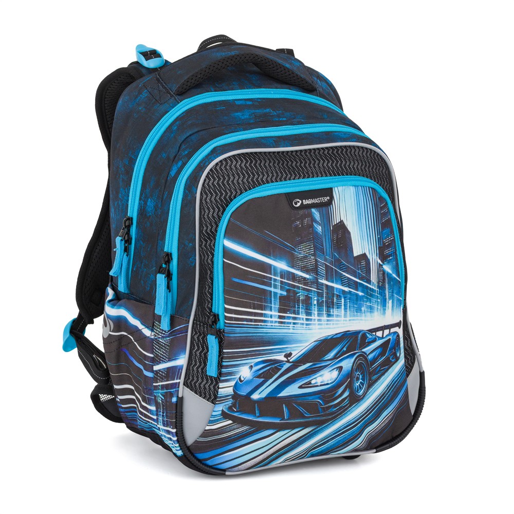 BAGMASTER Sada školní batoh BagMaster Lumi 26 C + Penál + Kapsa - Auto